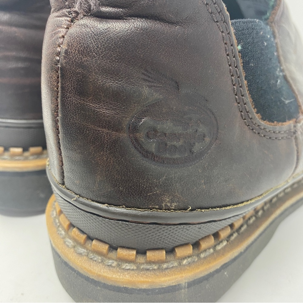 Sold Georgia Giant Men’s 8.5 Wide “Giant Romeo” Pull On Brown Leather Work Shoes - Picture 5 of 9